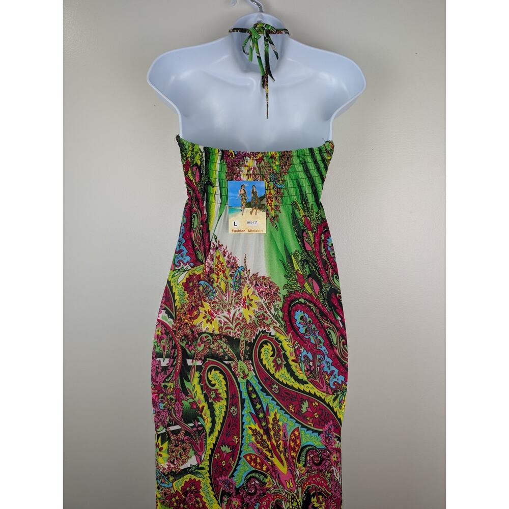 Elegant Green and Pink Maxi Dress - Picture 4 of 8